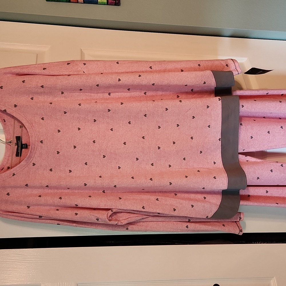 Ellen Tracy/ Cozy 2 Piece Pink Heart Pajama Set/ 2X / New